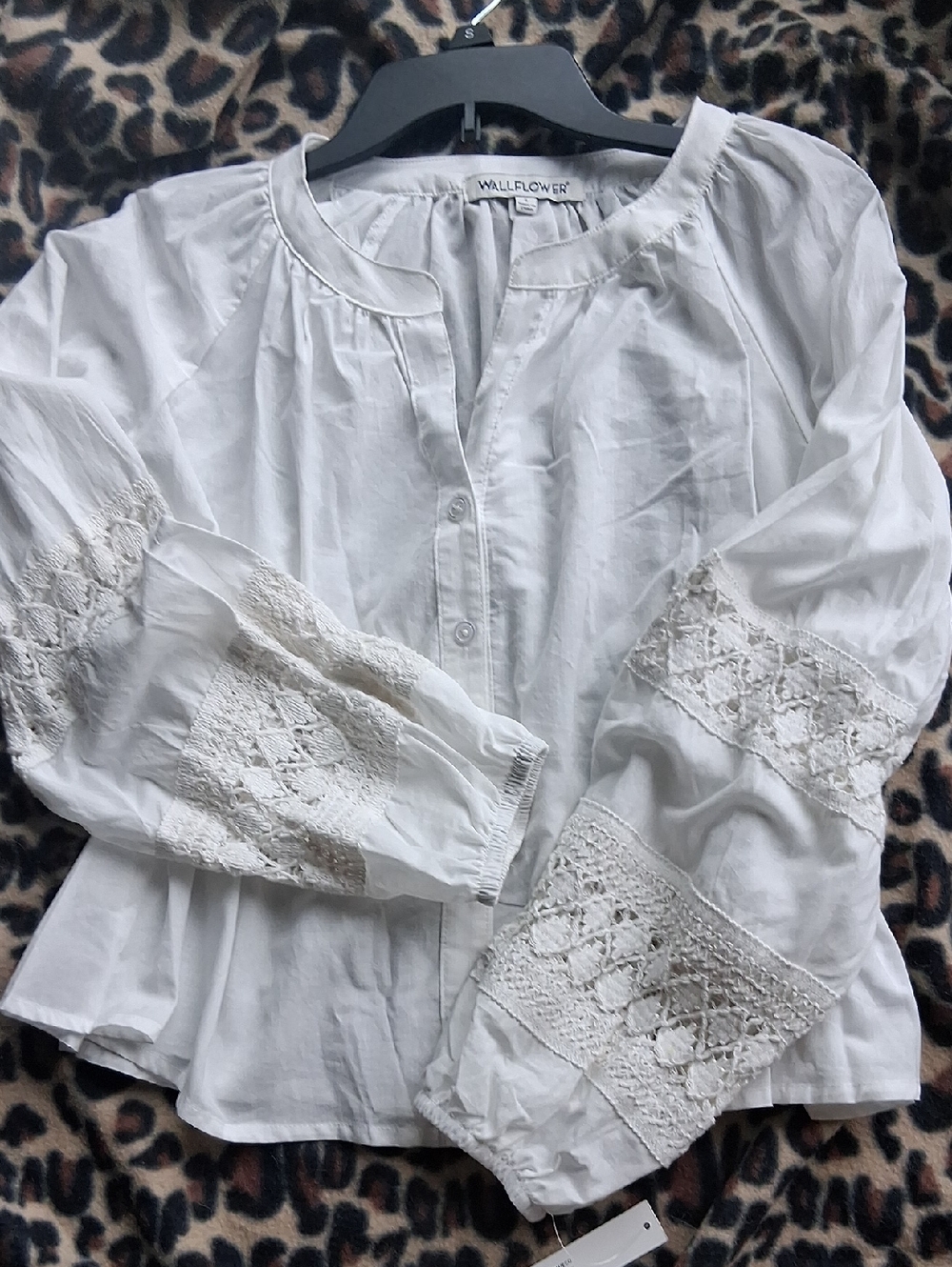 White Boho Crochet Lace Peasant Blouse